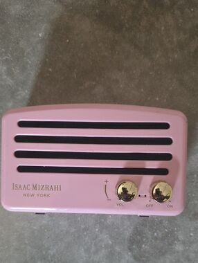 Isaac Mizrahi Pink Portable Speaker with Gold Knobs